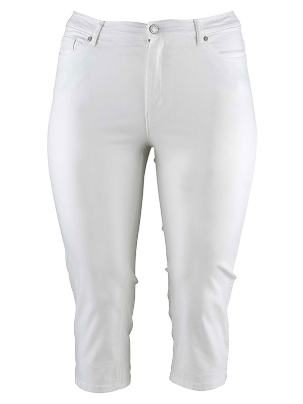 FINA - Hvide capri bukser i strækbar denim fra Studio