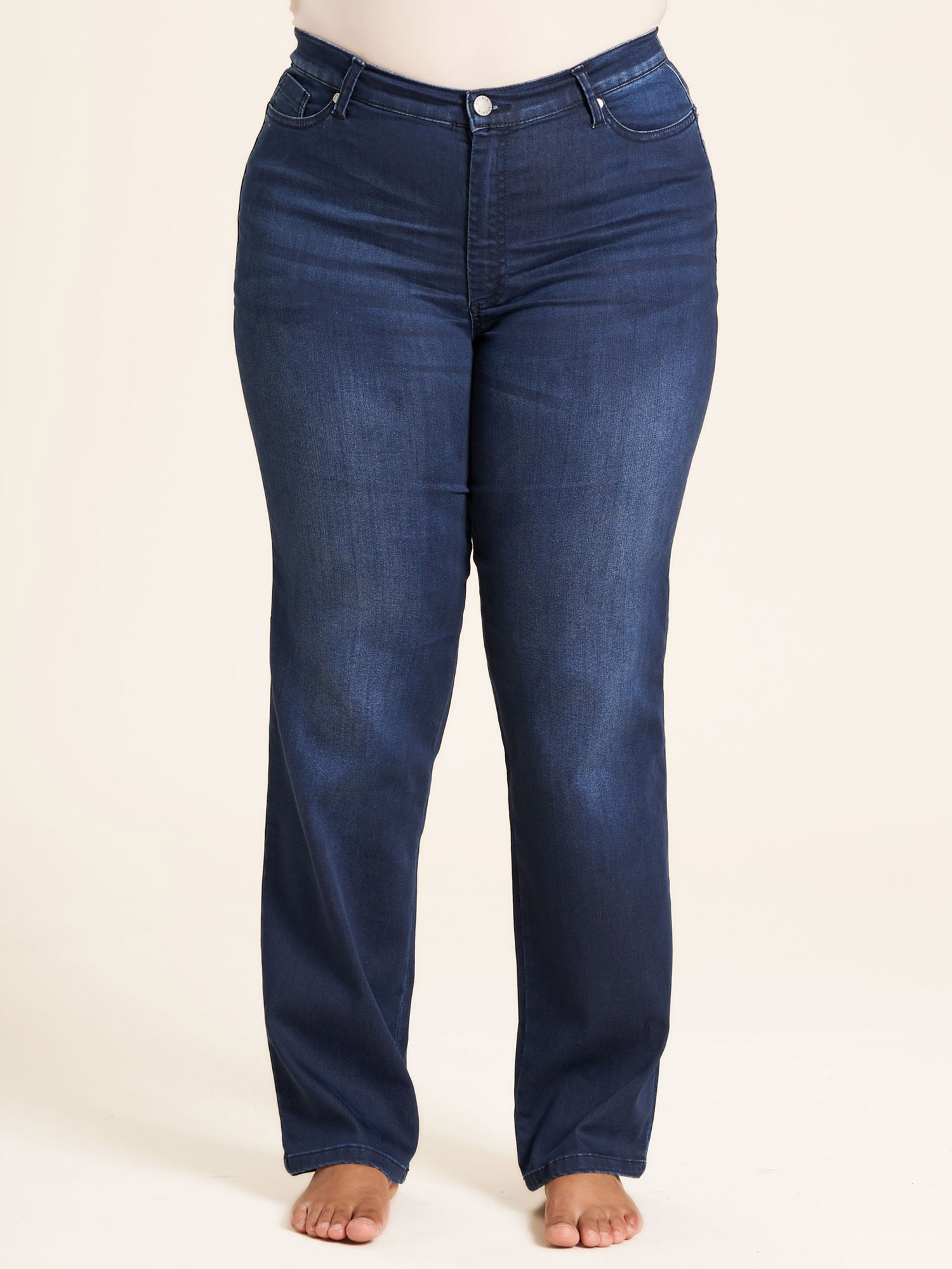 Ashley - Mørkeblå jeans med lige ben, lige pasform og kort benlængde fra Studio