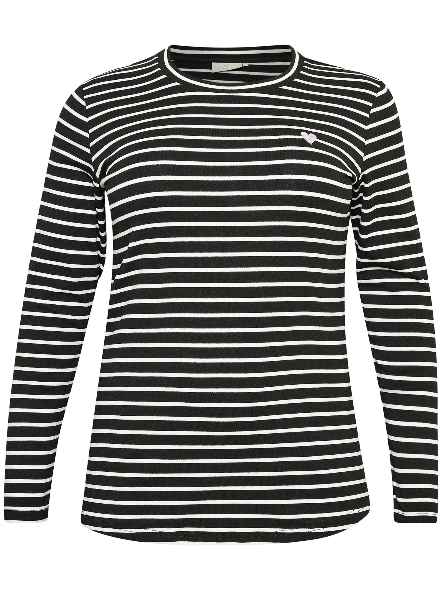 Sort bluse med hvide striber i lækker viskose jersey fra Kaffe Curve