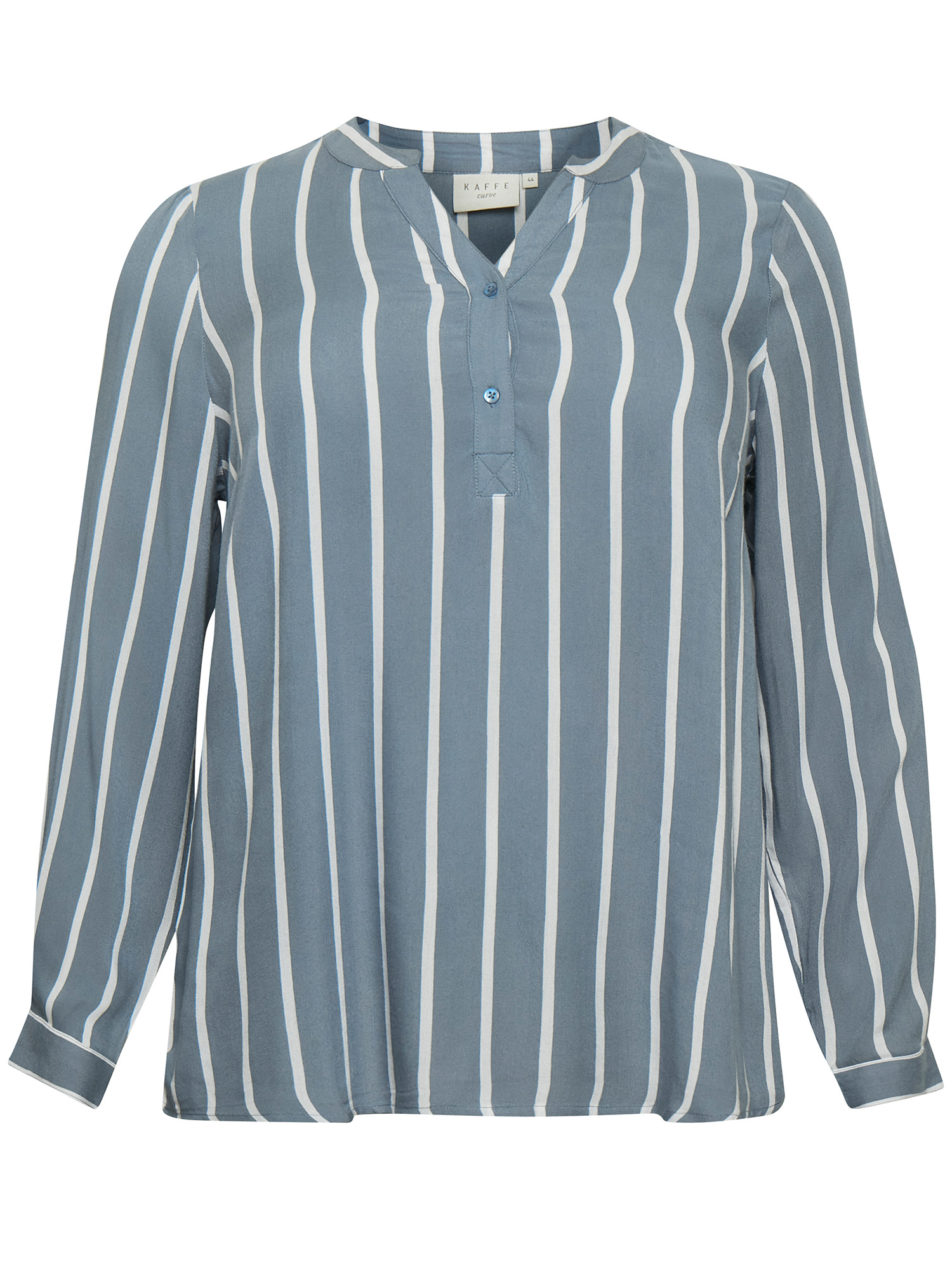 KC Sida - Lyseblå og hvid stribet skjorte bluse i viskose fra Kaffe Curve