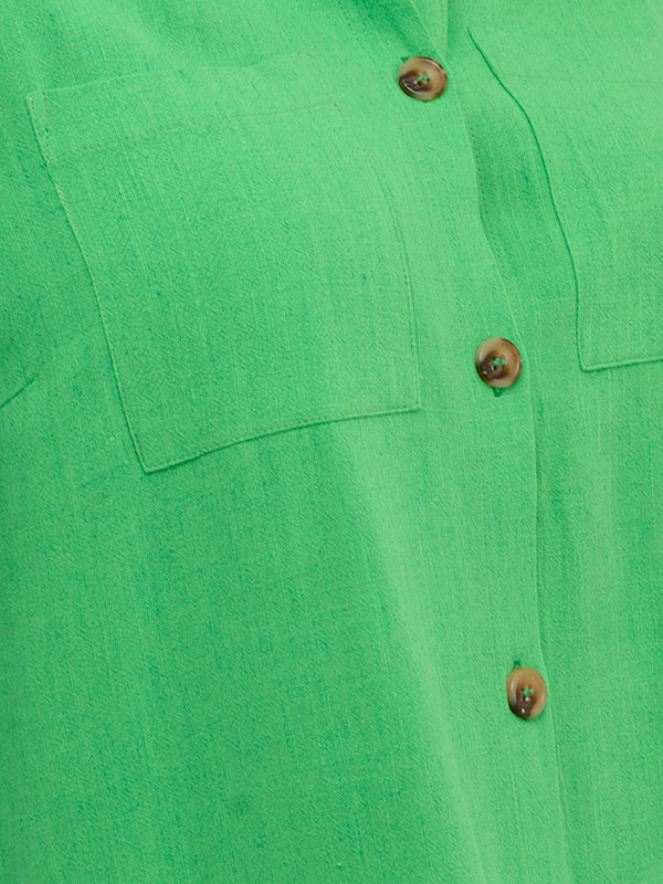 LILOA - Grøn skjortekjole i hør og viskose fra Kaffe Curve