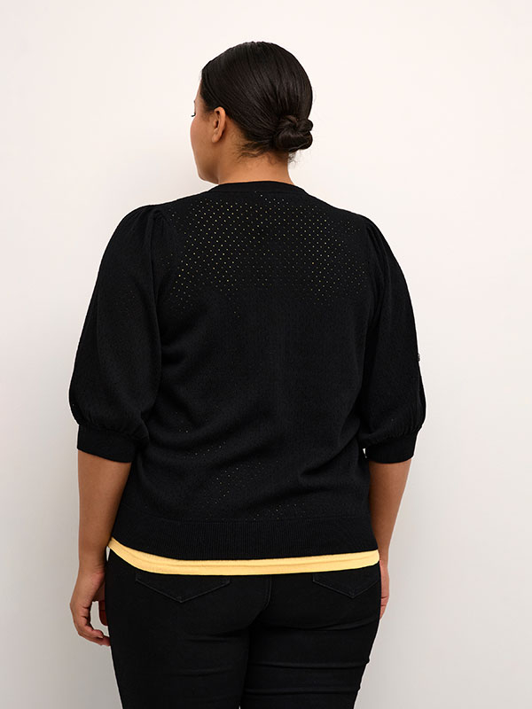 DALINA - Sort cardigan i fin bomulds strik fra Kaffe Curve