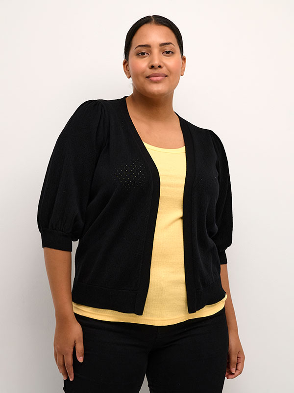 DALINA - Sort cardigan i fin bomulds strik fra Kaffe Curve