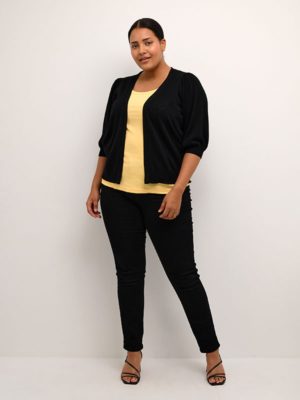DALINA - Sort cardigan i fin bomulds strik fra Kaffe Curve