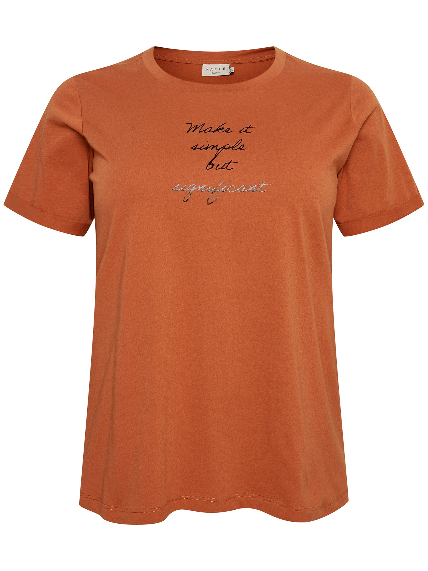 KC JOLINA - Orange bomulds T-shirt med cool statement print fra Kaffe Curve