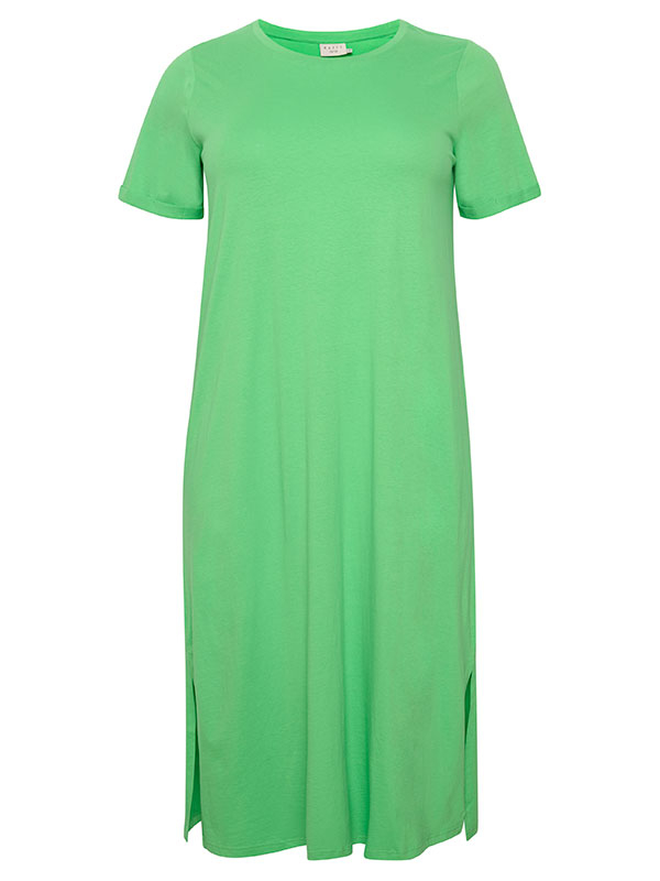 CALINE - Grøn kjole i blød bomulds jersey fra Kaffe Curve