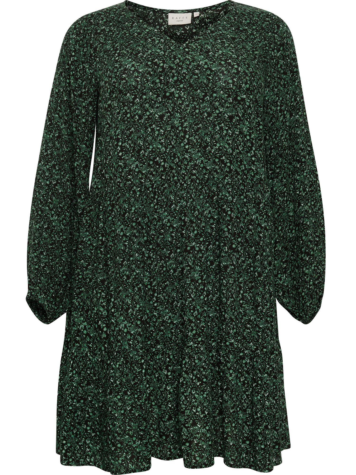 SAMA AMI - Sort kjole i crepet viskose med grønne blade fra Kaffe Curve