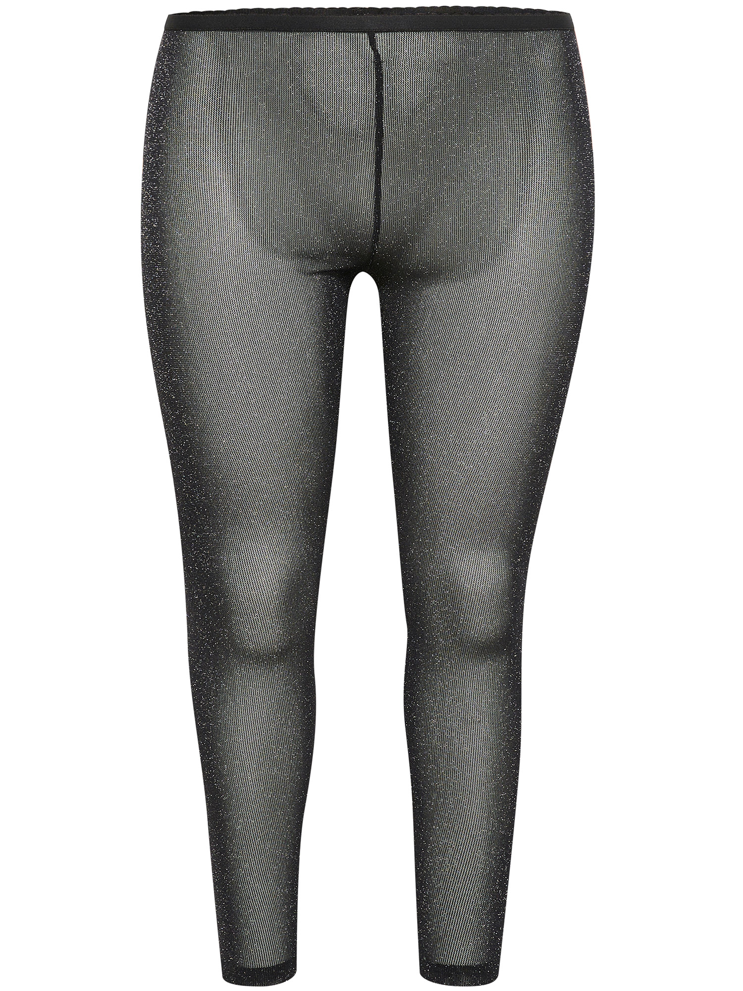 MILO - Sorte mesh leggings med sølv glimmer fra Kaffe Curve