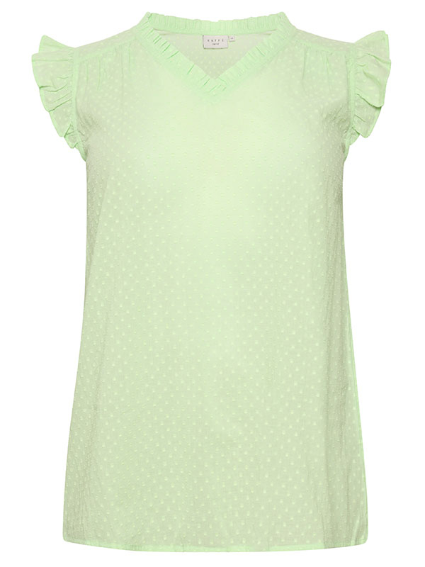 CAMMI FRILL - Grøn bluse med flæser fra Kaffe Curve