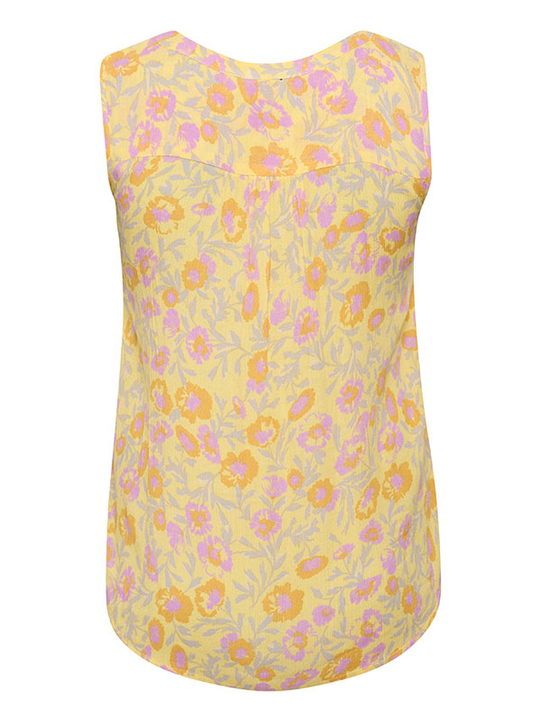 ISMA - Gul viskose top med blomsterprint fra Kaffe Curve