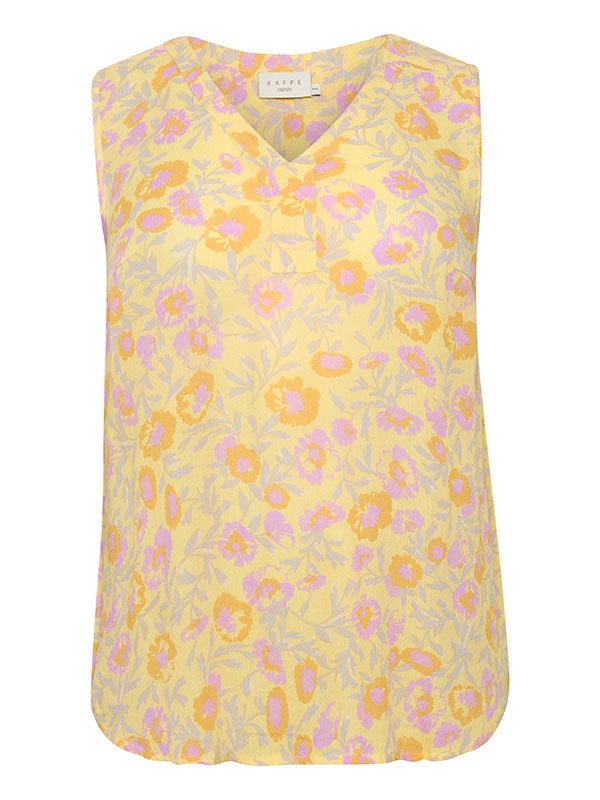 ISMA - Gul viskose top med blomsterprint fra Kaffe Curve