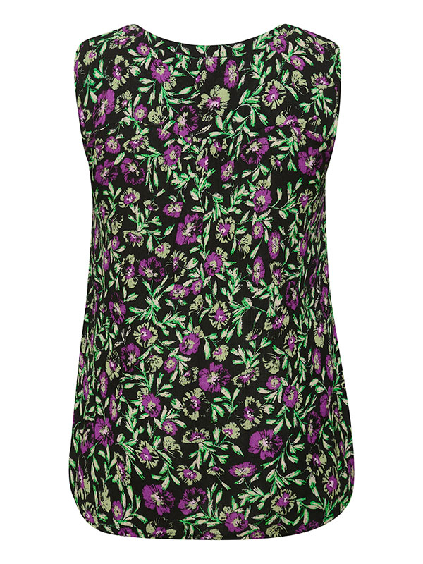 ISMA - Sort viskose top med blomsterprint fra Kaffe Curve