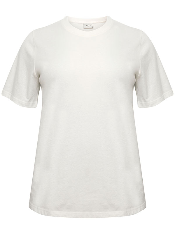 JOA - Hvid T-shirt med grønt print på ryggen fra Kaffe Curve