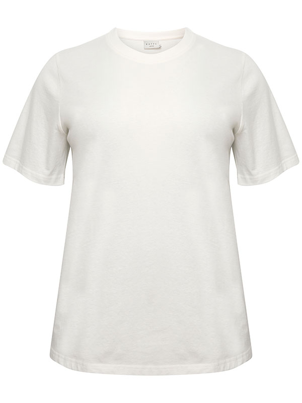 JOA - Hvid T-shirt med grønt print på ryggen fra Kaffe Curve
