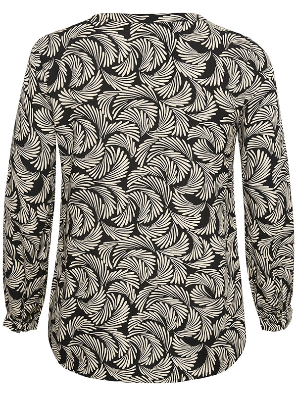 MIRTA - Sort viskose bluse med hvidt print fra Kaffe Curve