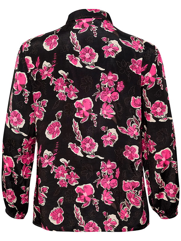 POLLO - Sort skjorte med pinke blomster fra Kaffe Curve