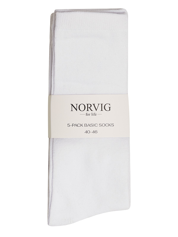 5-pak strømper hvide fra Norvig
