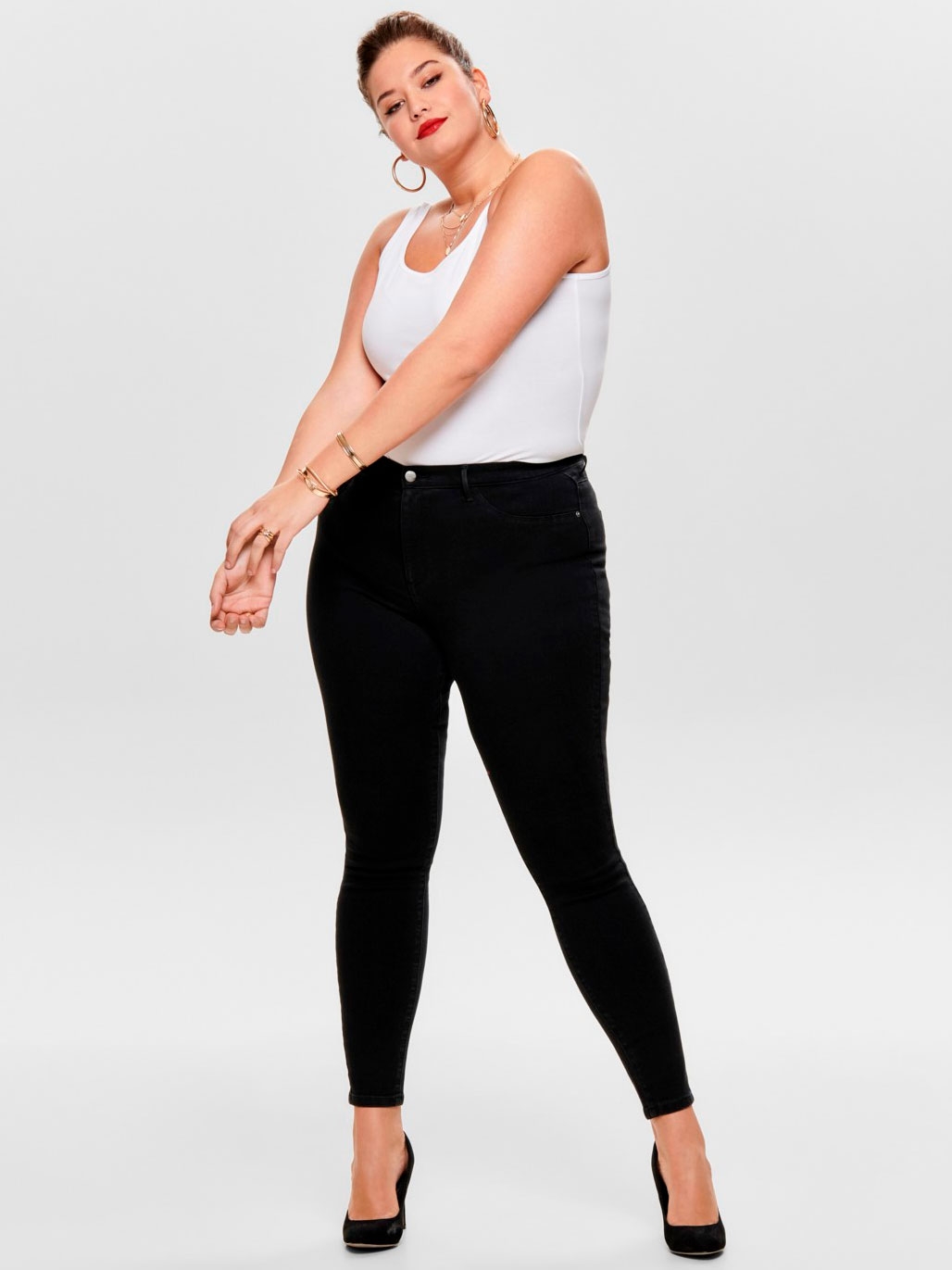 CarStorm - Sorte jeans leggings med super stretch og smalle ben fra Only Carmakoma