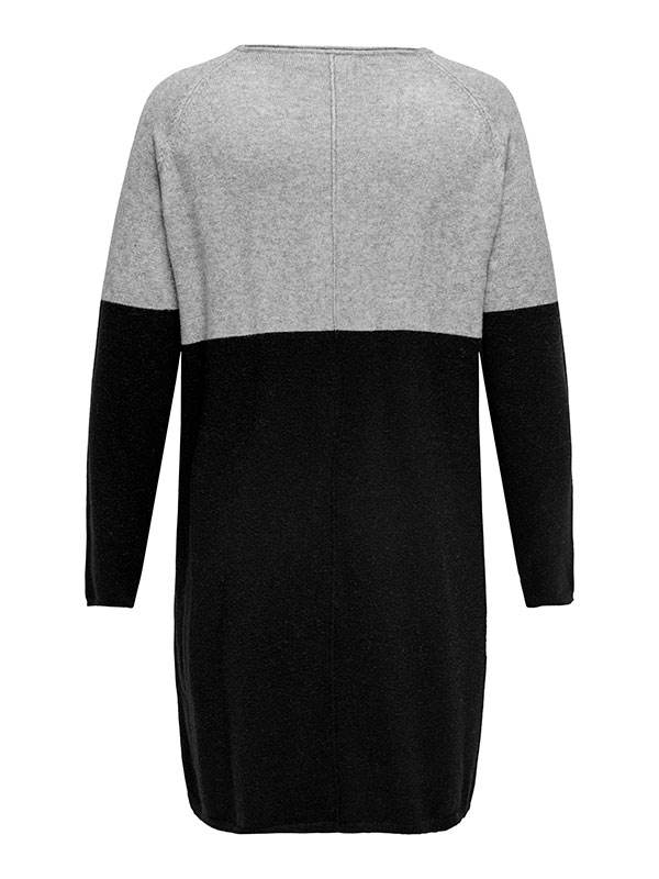 LAURA - Sort og grå strik kjole fra Only Carmakoma