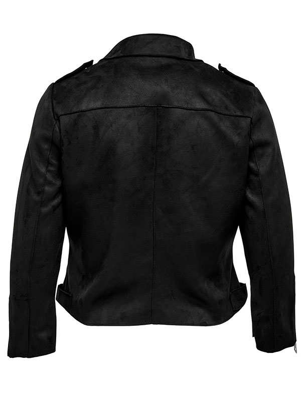 SHERRY - Sort biker jakke i ruskinds look fra Only Carmakoma