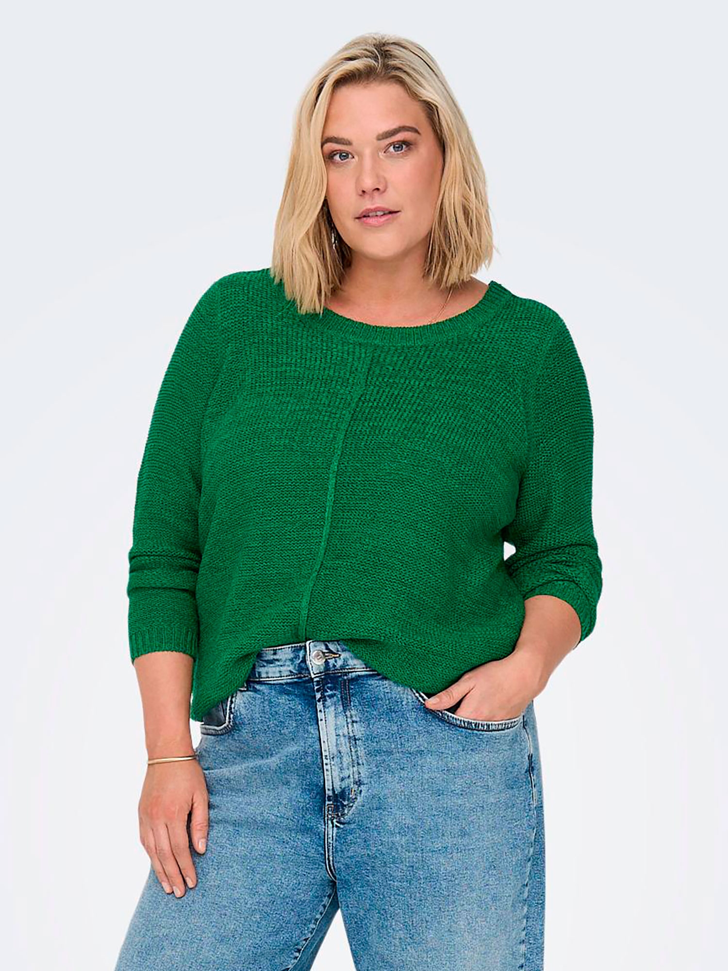 FOXY - Grøn sweater i blød og let strik fra Only Carmakoma