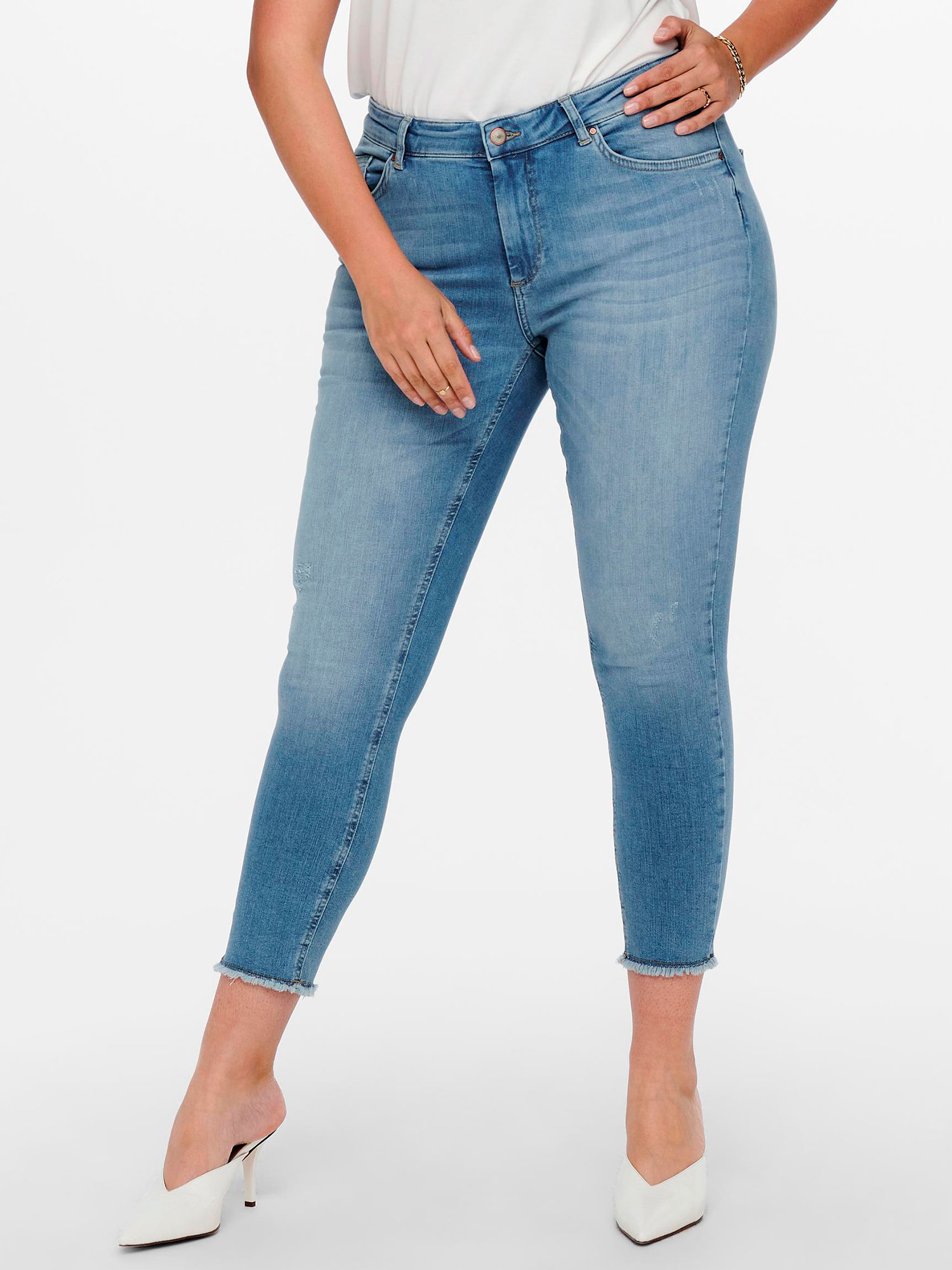 Carmakoma - 7/8 stretch jeans med frynser