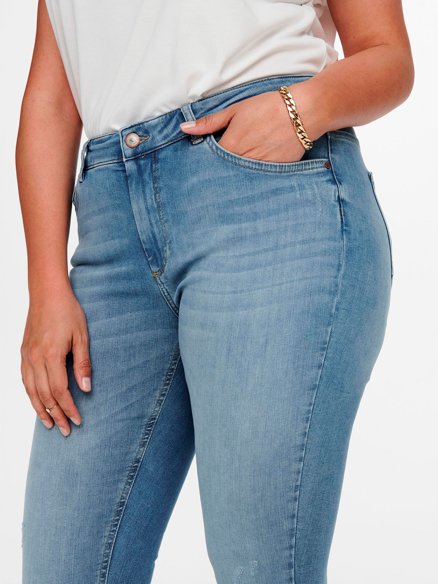 Carmakoma - 7/8 stretch jeans med frynser