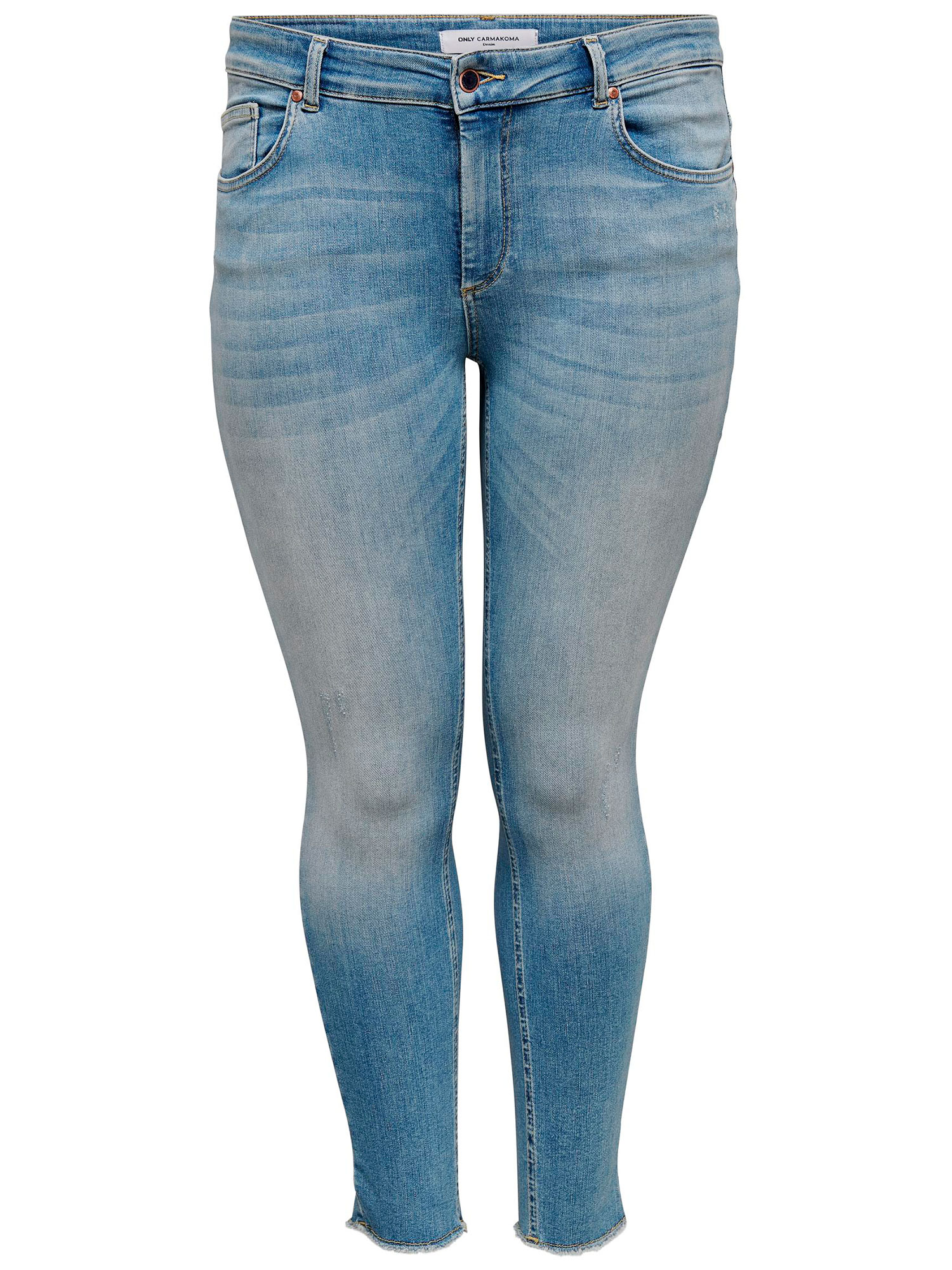 WILLY - Lyseblå 7/8 stretch jeans med frynser fra Only Carmakoma