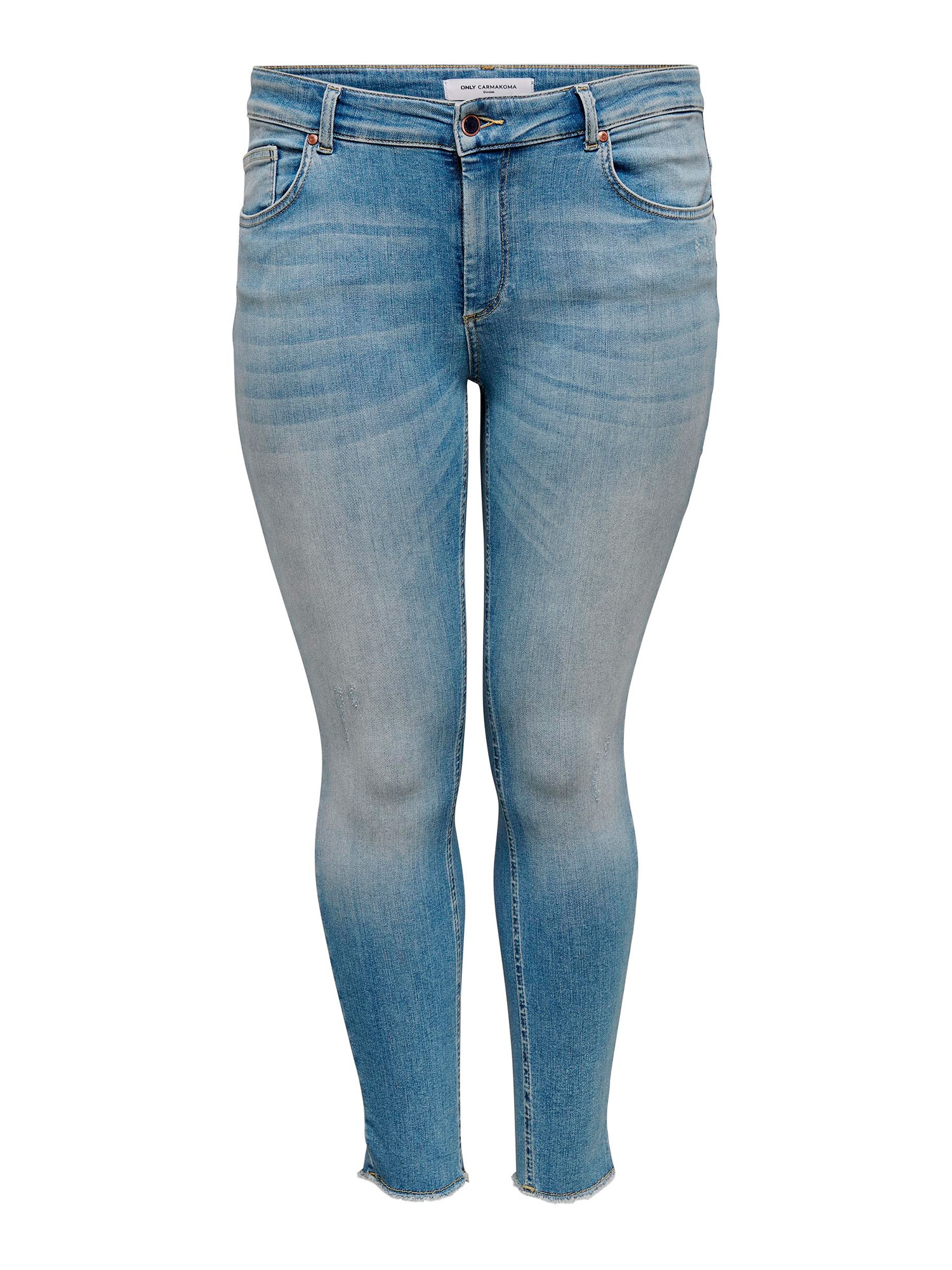 WILLY - Lyseblå 7/8 stretch jeans med frynser fra Only Carmakoma