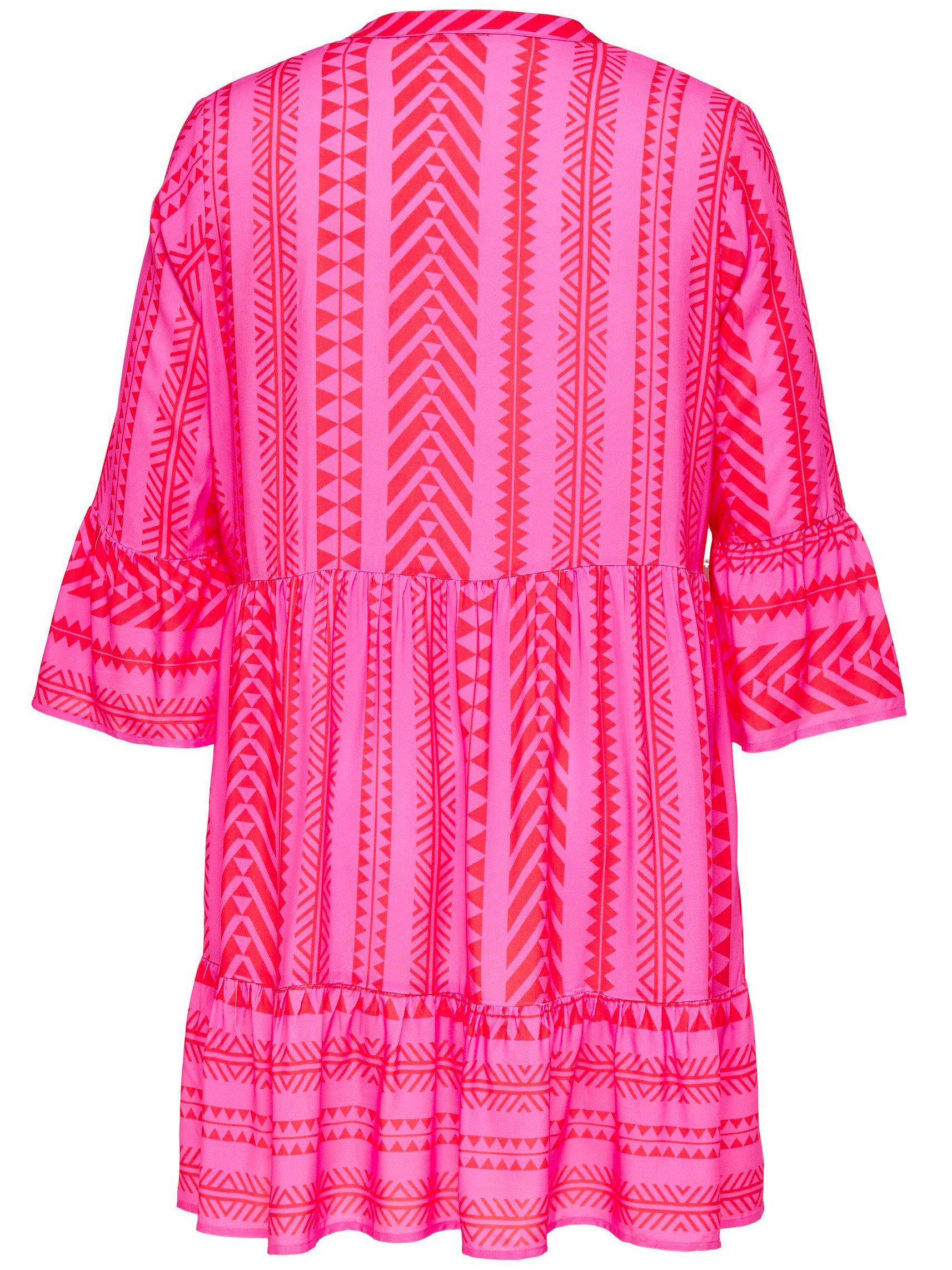 MARRAKESH - Sød pink viskose kjole med smart rødt mønster fra Only Carmakoma