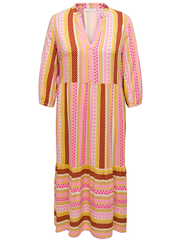 fejl videnskabsmand galning Only Carmakoma MARRAKESH - Lang viskose kjole i lyserød og gul mønster