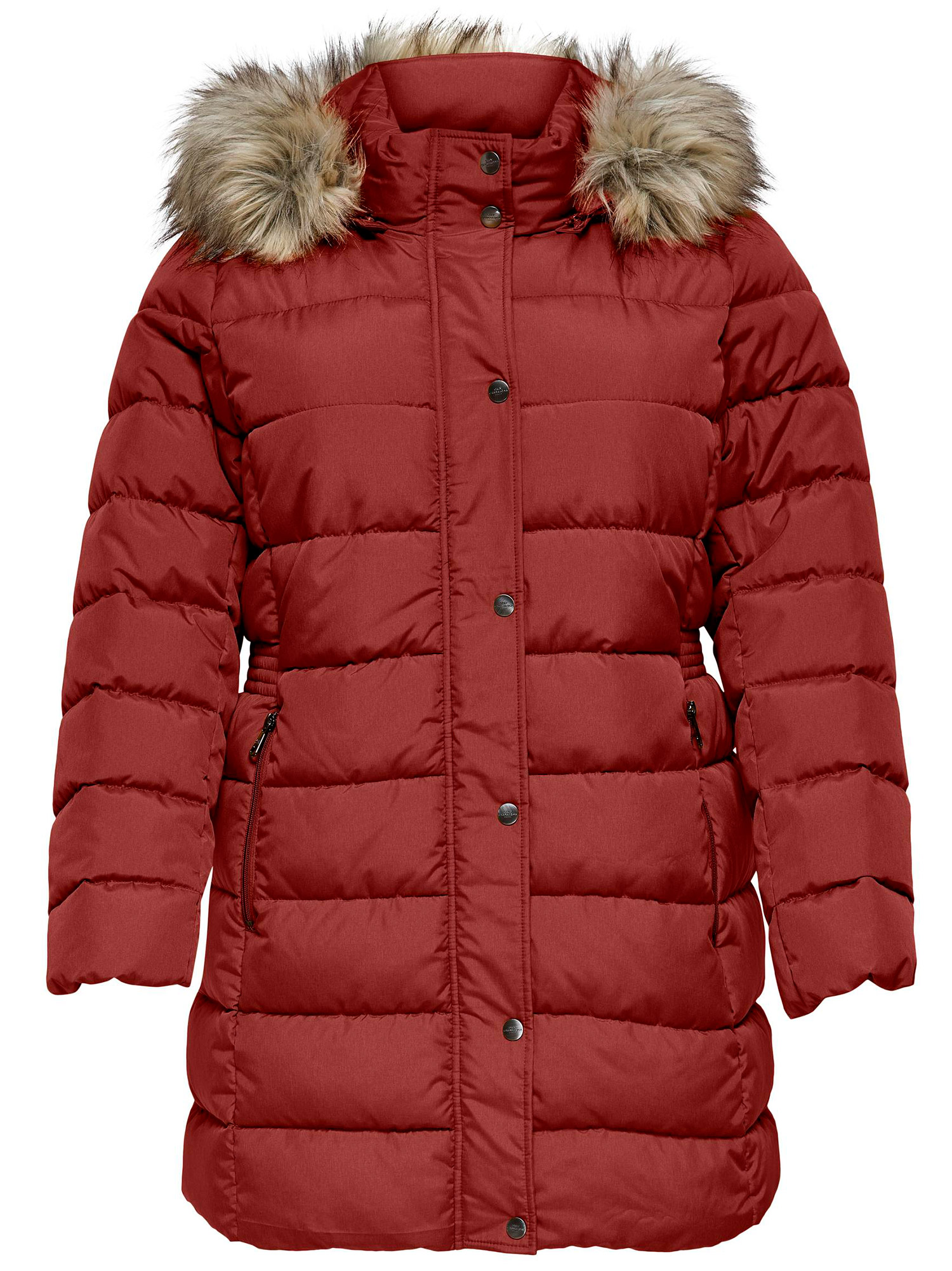 LUNA - Rødbrun jakke med aftagelig hætte fra Only Carmakoma