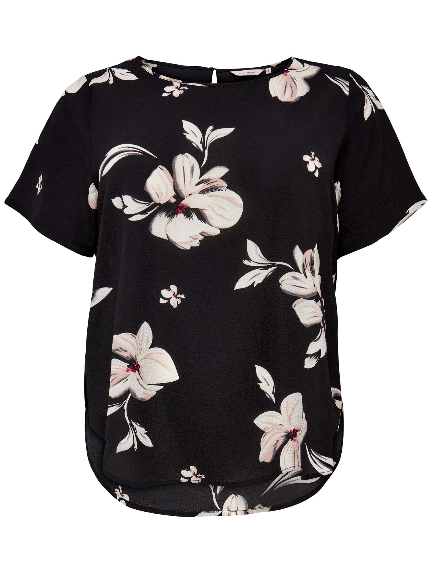 VICA - Sort bluse med store blomster fra Only Carmakoma