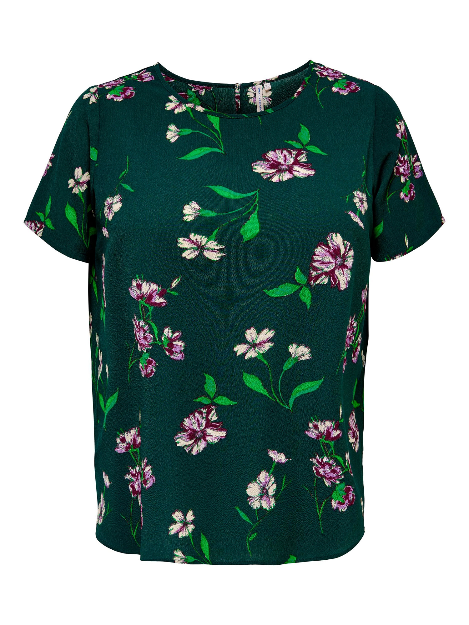 VICA - Grøn bluse med lilla blomster fra Only Carmakoma