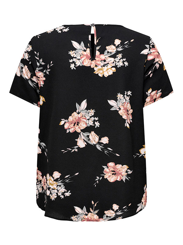 VICA - Sort bluse med blomster print fra Only Carmakoma