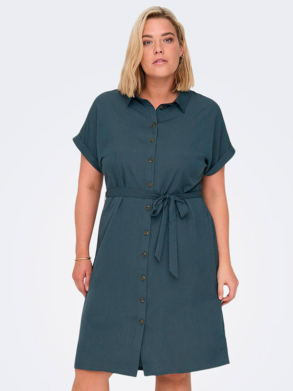 DIEGA - Blågrå skjorte kjole fra Only Carmakoma