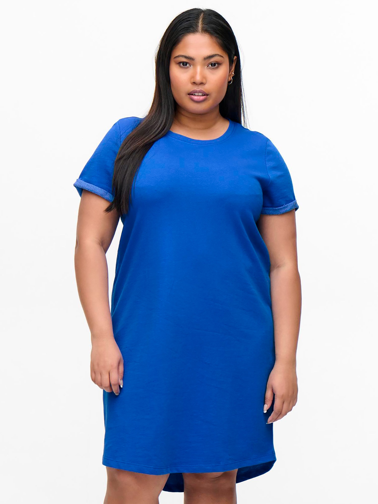 Carkaylee - Blå kjole i bomulds sweat fra Only Carmakoma