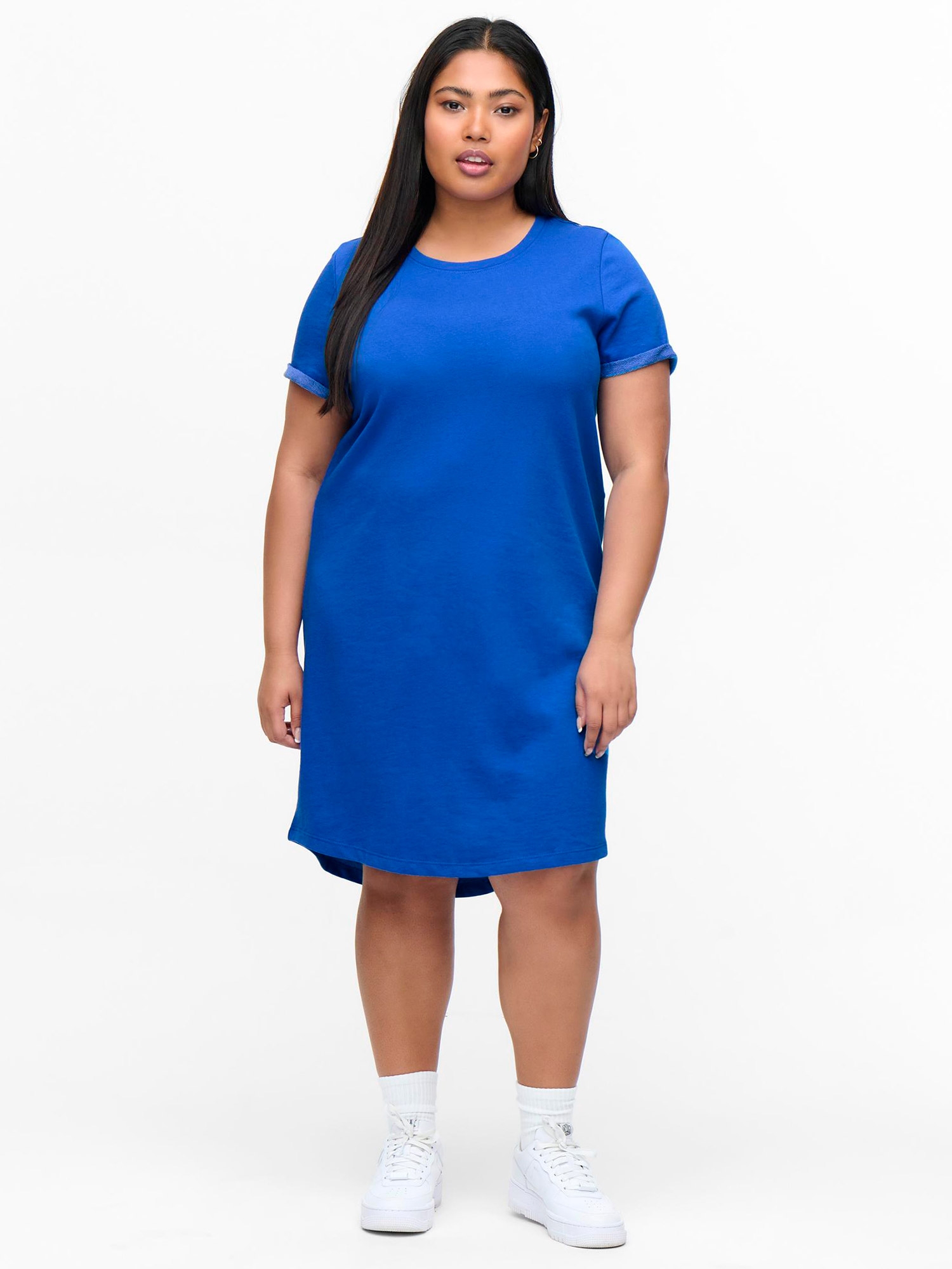 Carkaylee - Blå kjole i bomulds sweat fra Only Carmakoma