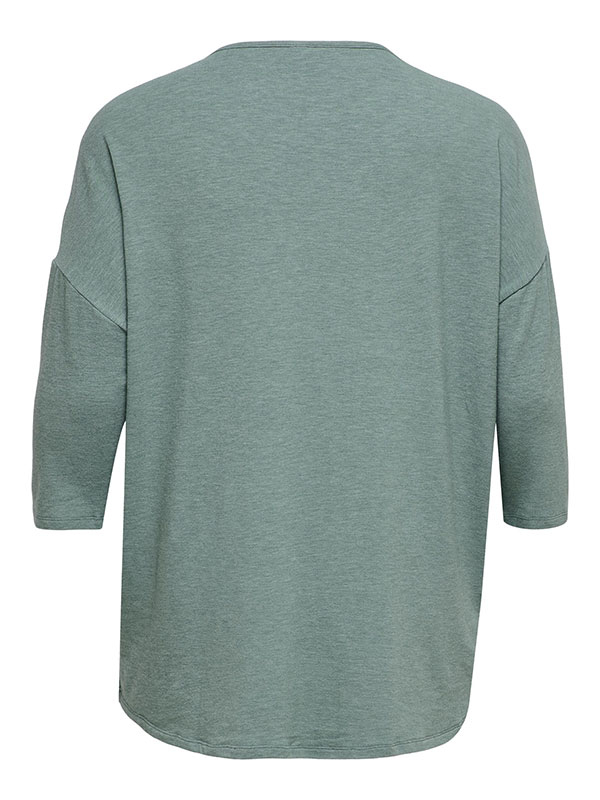 AMOUR - Grøn jersey bluse med 3/4 ærmer fra Only Carmakoma