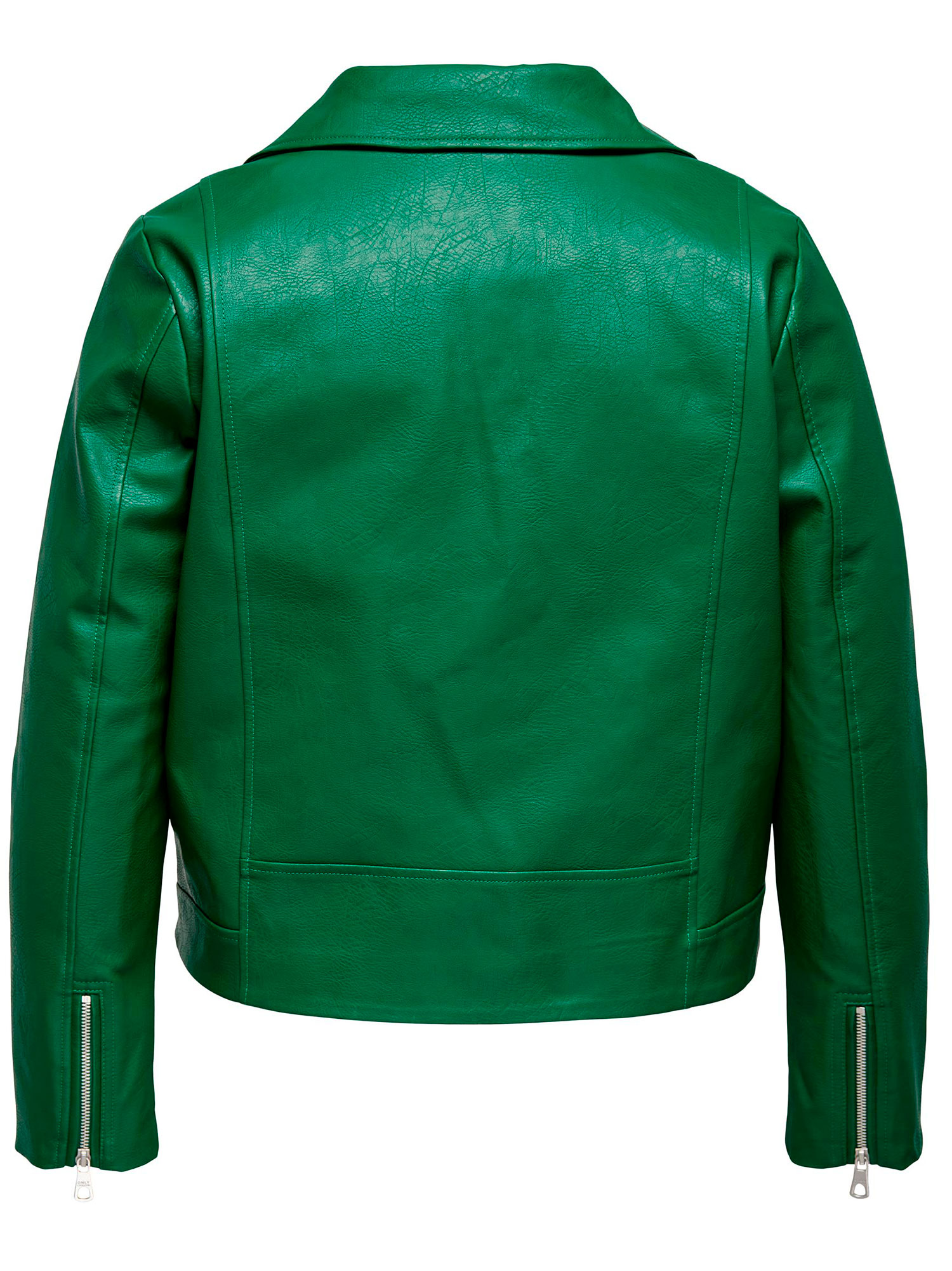 VERA - Kort grøn jakke i flot læder look fra Only Carmakoma