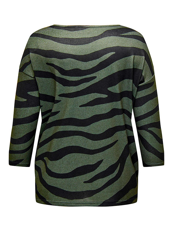 ALBA - Grøn bluse med sort zebra print fra Only Carmakoma