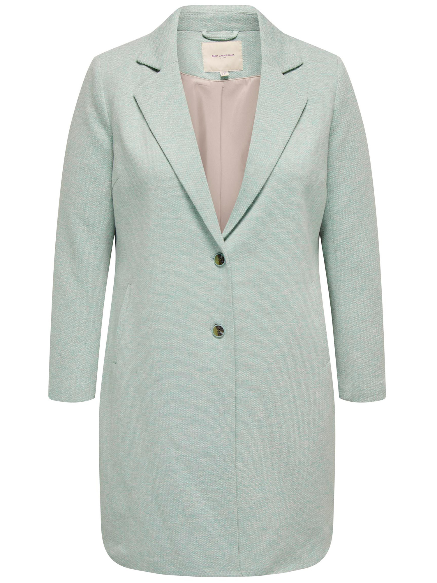 CARRIE - Lang lysegrøn jakke i blød bomulds kvalitet fra Only Carmakoma