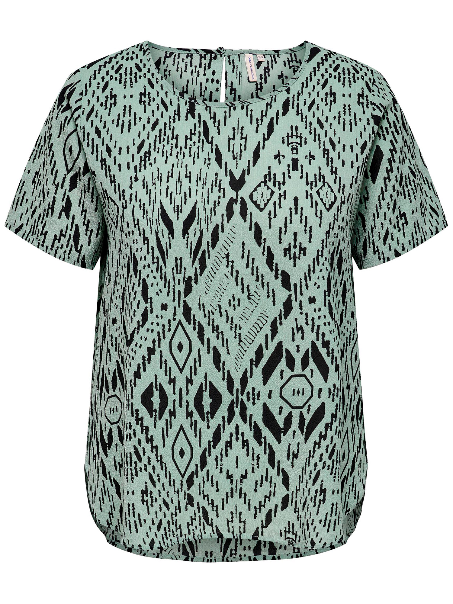 Carluxjoy - Støvet grøn bluse med fint sort mønster fra Only Carmakoma