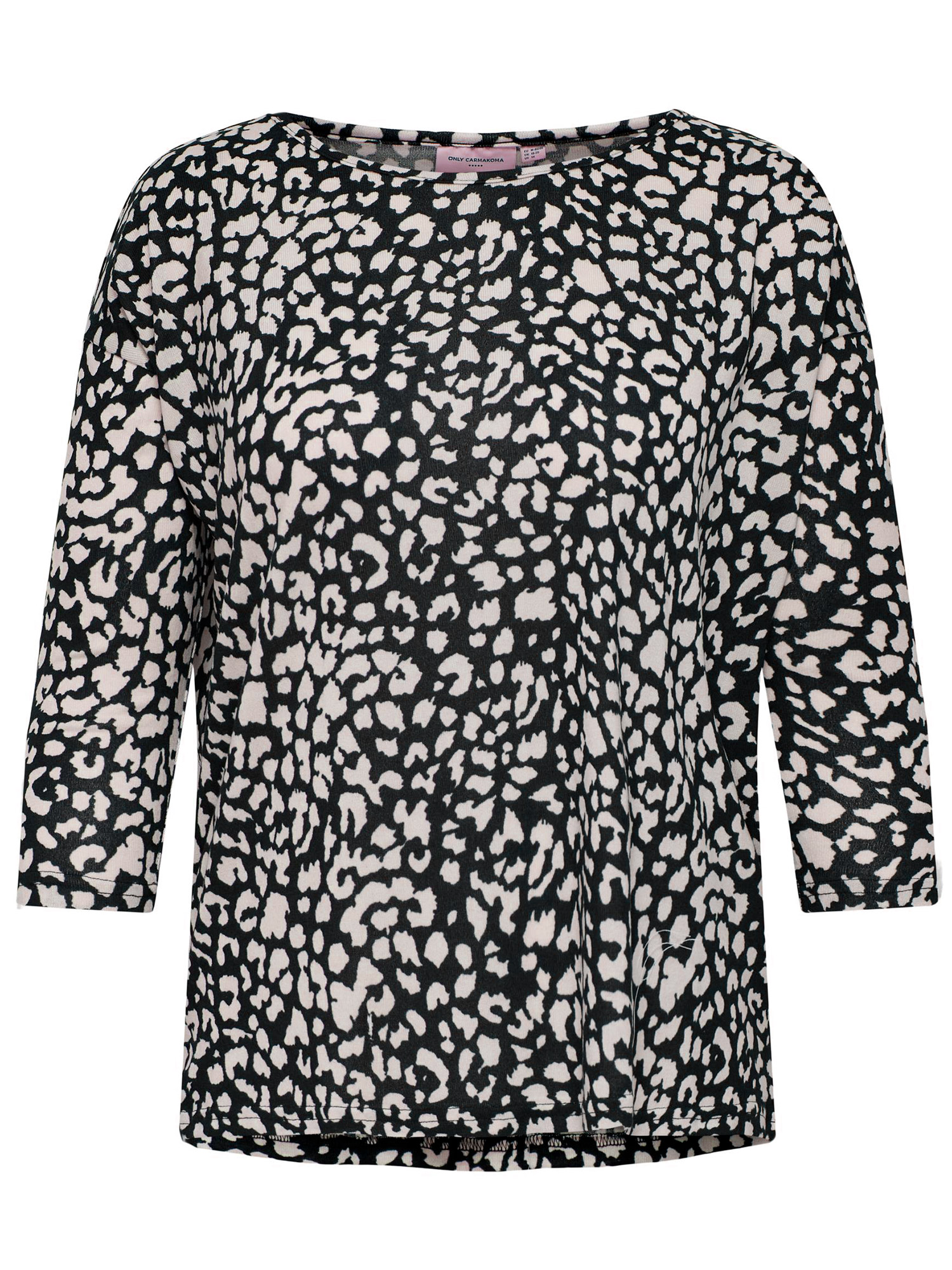 Sort bluse med lyst leo print fra Only Carmakoma