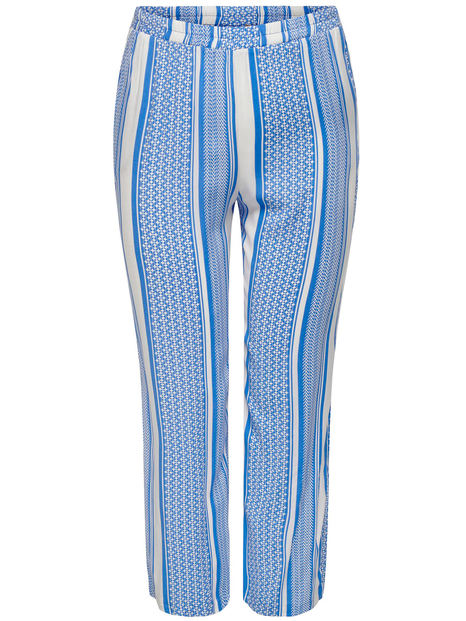 Carmarrakesh - Hvide viskose bukser med smart blåt mønster fra Only Carmakoma