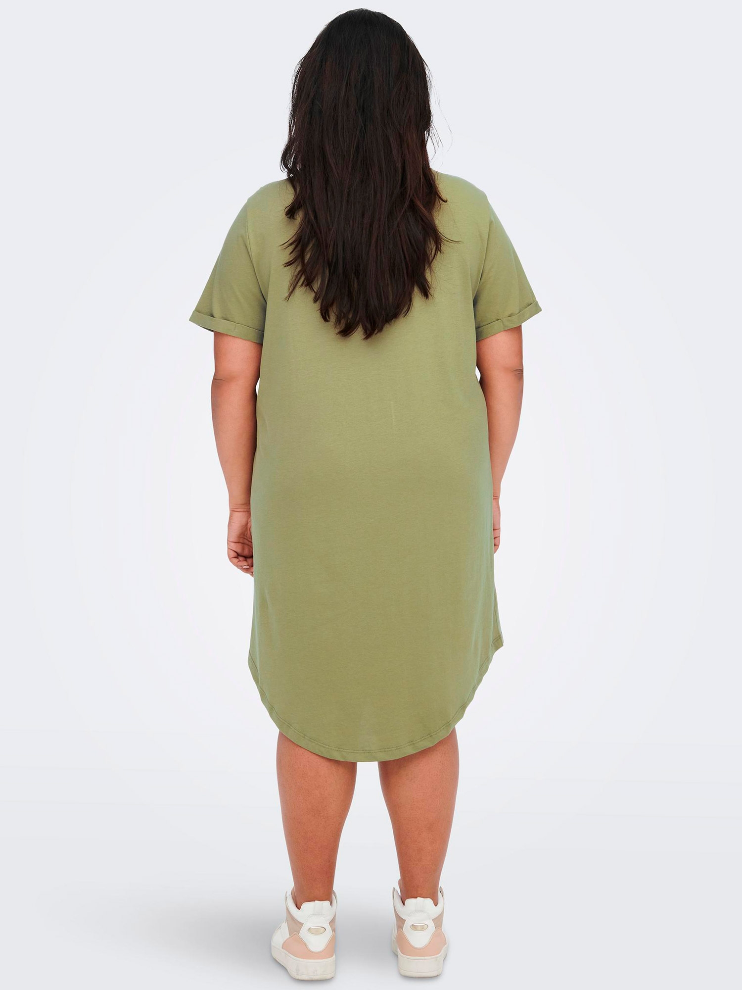 Carapril - Grøn kjole i lækker bomulds jersey fra Only Carmakoma