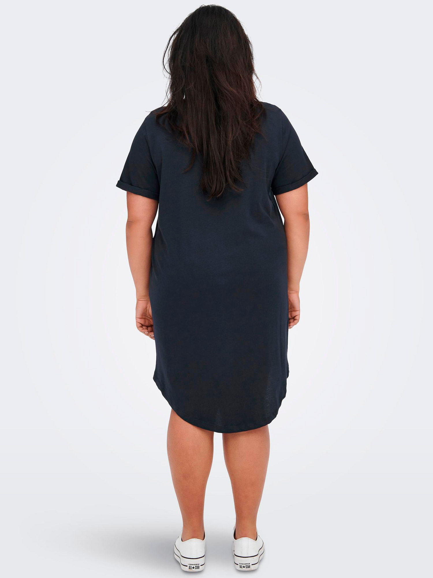 Carapril - Mørkeblå kjole i lækker bomulds jersey fra Only Carmakoma