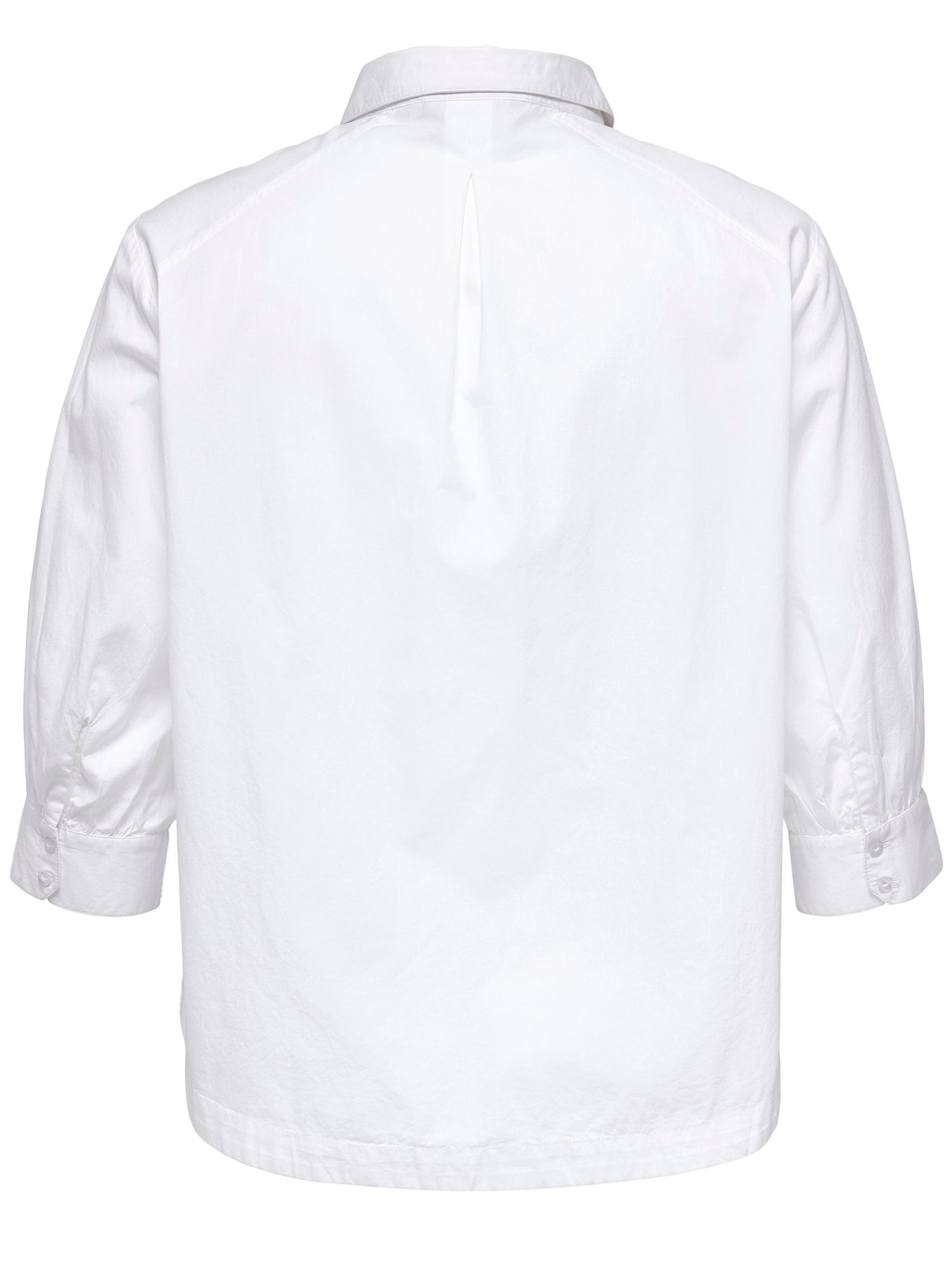 Carnimana - Hvid bomulds skjorte med 3/4 ærmer fra Only Carmakoma