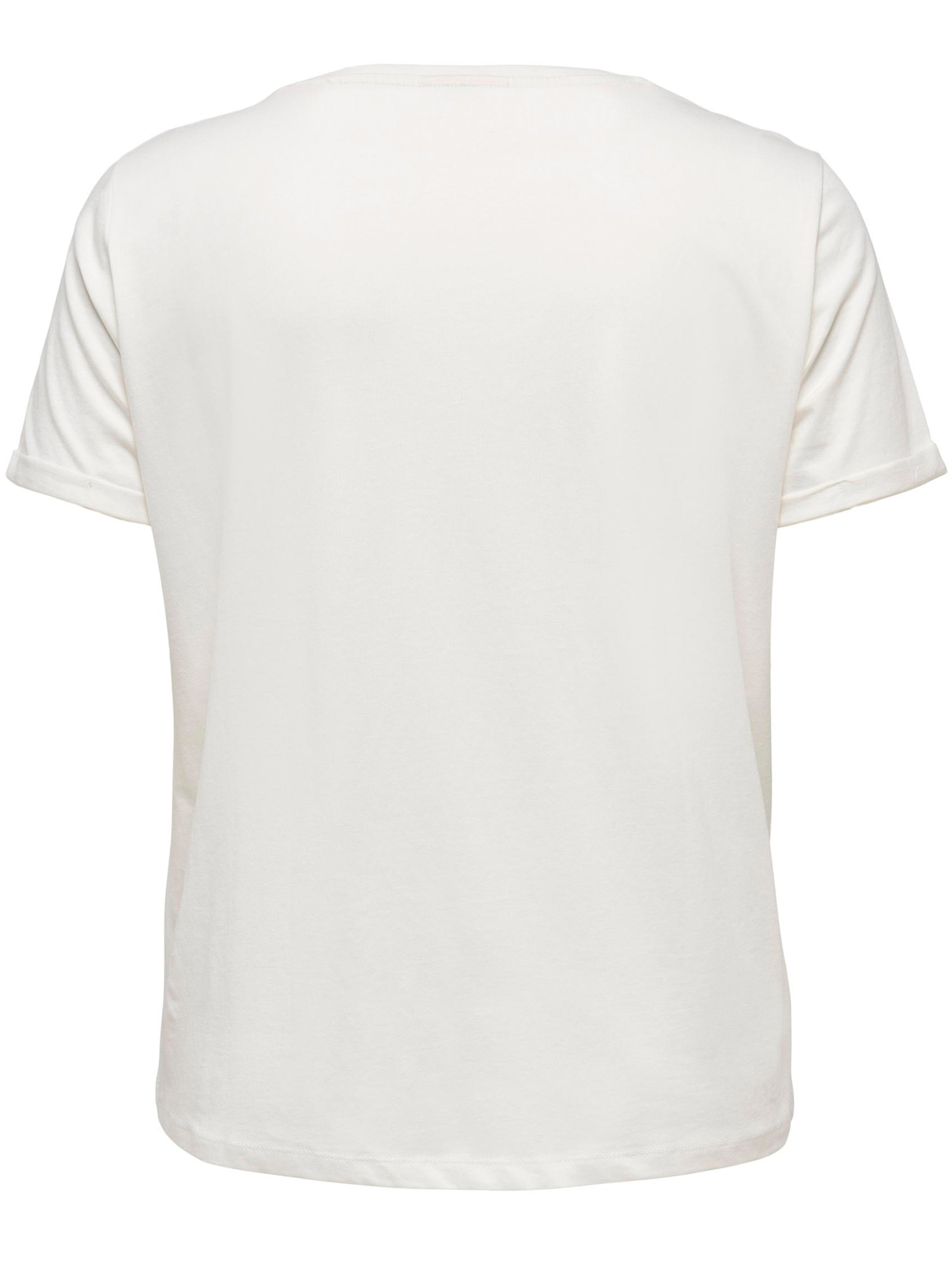 Carlimone - Hvid bomulds t-shirt med print fra Only Carmakoma
