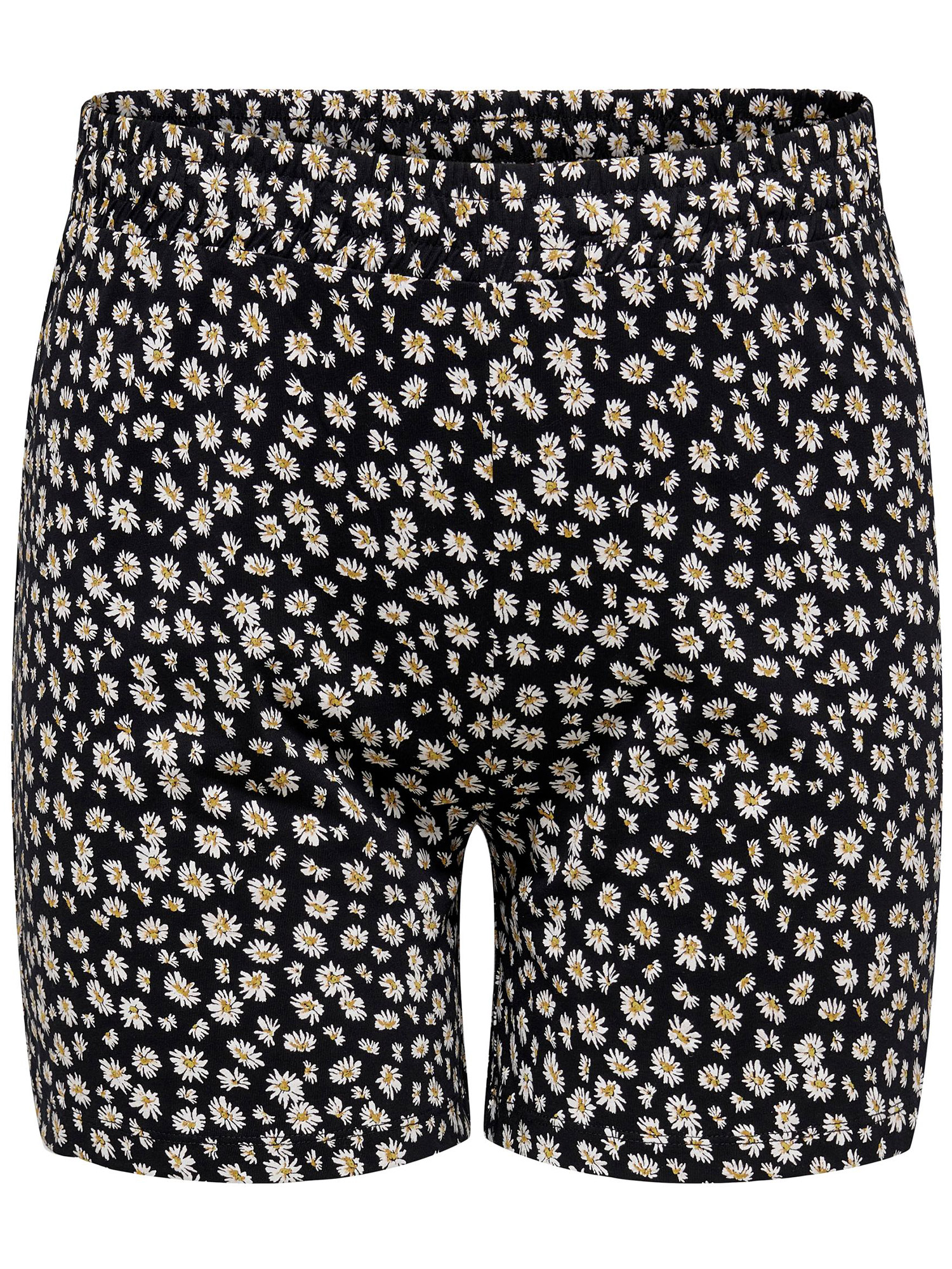 Carapril - Sorte shorts i lækker bomulds jersey med blomster fra Only Carmakoma